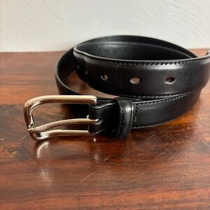 Spier & Mackay Mens Black Full Grain Leather Dress Belt Silver Buckle Size 36